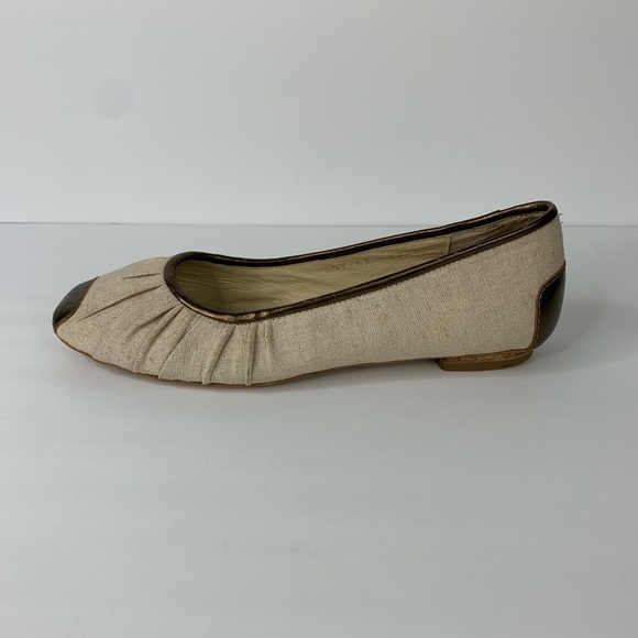 All Black Wheat Fabric Bronze Leather Flat Shoes - Picture 11 of 13